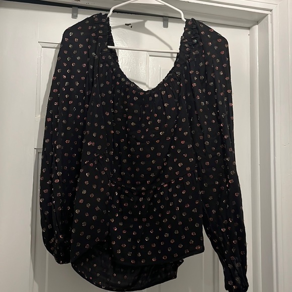NWOT LOFT black and sparkle blouse small - Picture 1 of 3